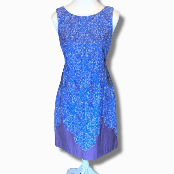 Cotton Blue and Purple Dress Retro 70s 80’s 90s Cottagecore Fall Medium Farm - Picture 1 of 4
